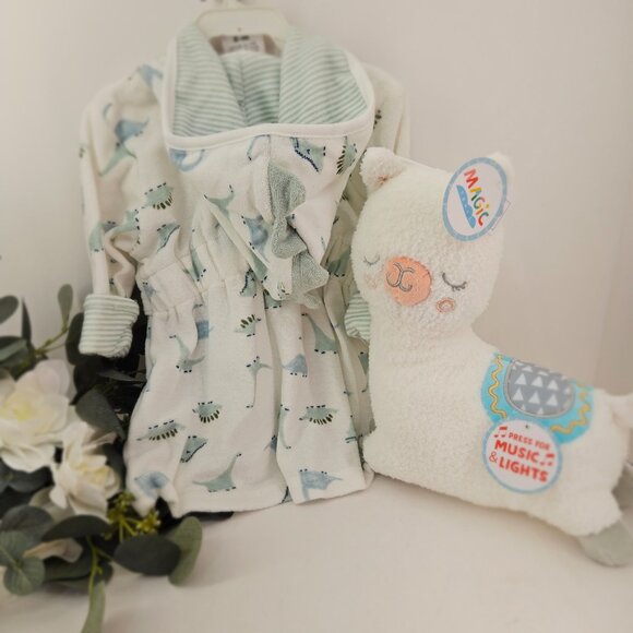 Dinosaur Hooded Baby Bathrobe 0-9M Carters & Magic Years Musical Light up Llama - Picture 3 of 12